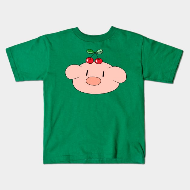 Cherry Pig Face Kids T-Shirt by saradaboru
